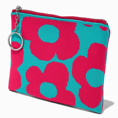 Pink & Blue Groovy Flower Catchall Clutch