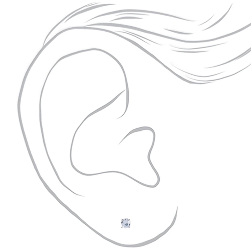Silver-tone Cubic Zirconia Round 4mm Stud Earrings