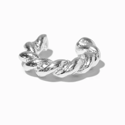 Silver-tone Twisted Stackable Ear Cuff 