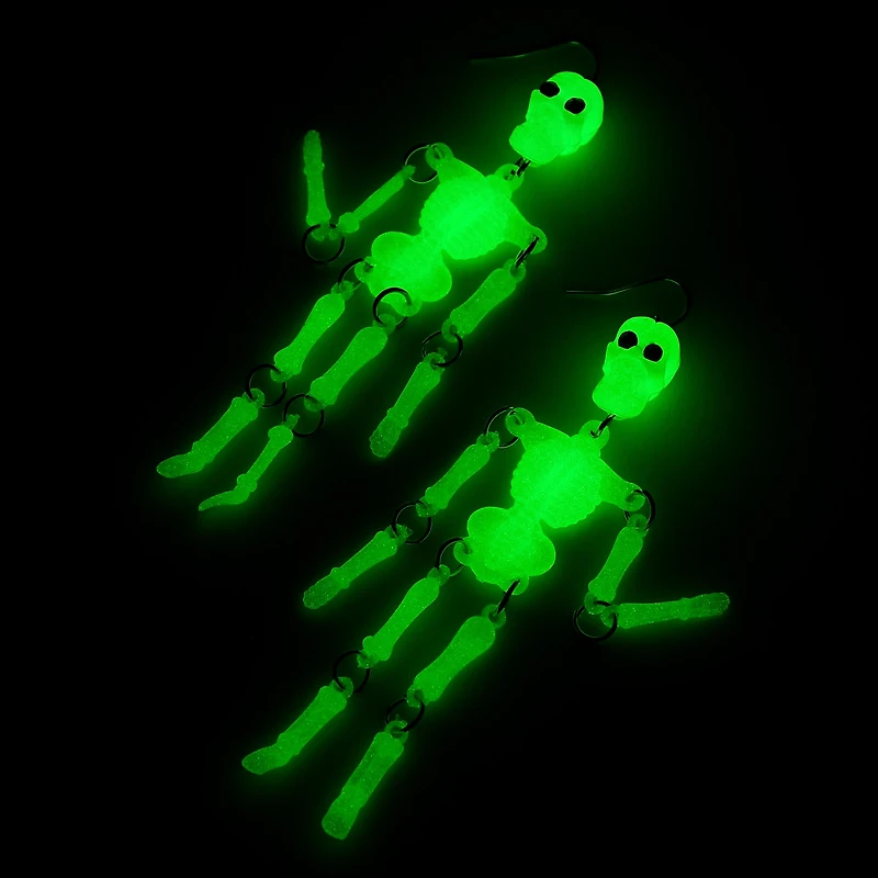 Glow in the Dark Skeleton Drop Earrings