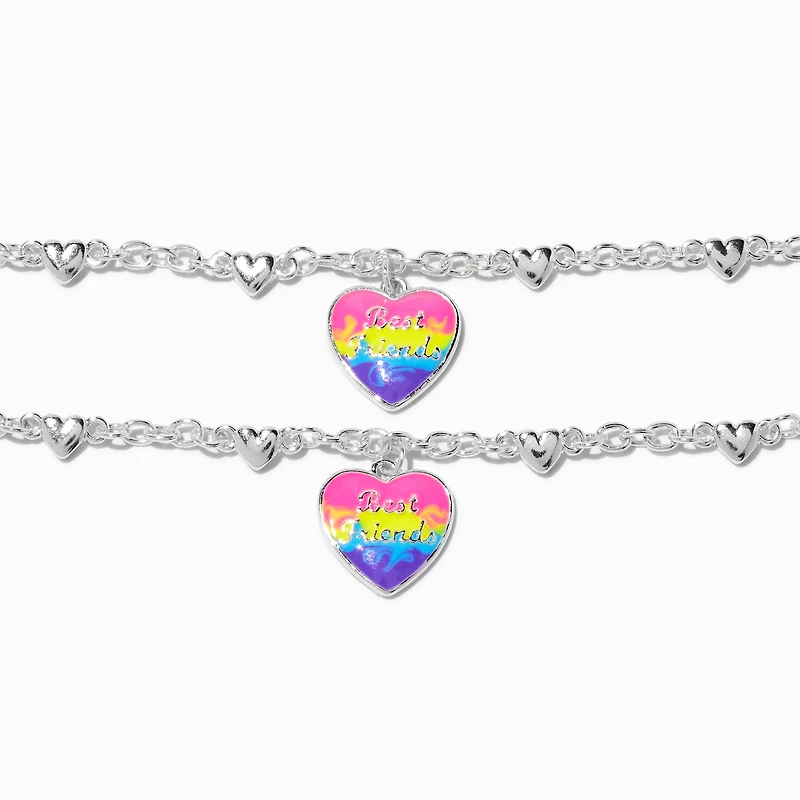 Best Friends Glow in the Dark Rainbow Heart Charm Bracelets - 2 Pack
