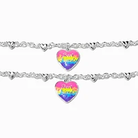 Best Friends Glow in the Dark Rainbow Heart Charm Bracelets - 2 Pack