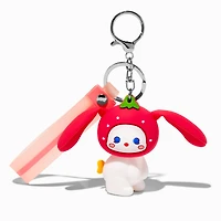Strawberry Bunny Ears Wristlet Keychain