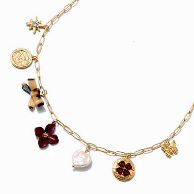 Gold-tone Paper Clip Charm Necklace