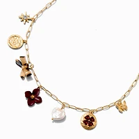 Gold-tone Paper Clip Charm Necklace