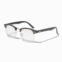 Solar Blue Light Reducing Black Glitter Browline Clear Lens Frames