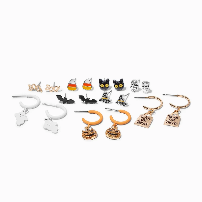 Halloween Mixed Stud & Drop Earrings - 9 Pack