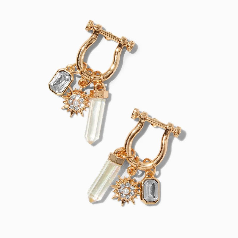 Gold-tone Carabiner Charm Drop Earrings