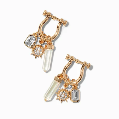 Gold-tone Carabiner Charm Drop Earrings