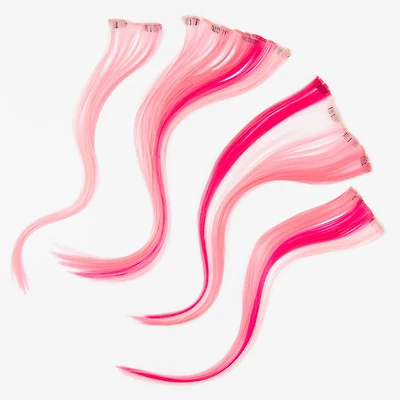 Pink Ombré Faux Hair Clip In Extensions - 4 Pack