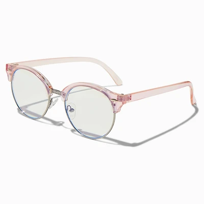 Solar Blue Light Reducing Pink Holographic Browline Clear Lens Frames