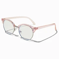 Solar Blue Light Reducing Pink Holographic Browline Clear Lens Frames