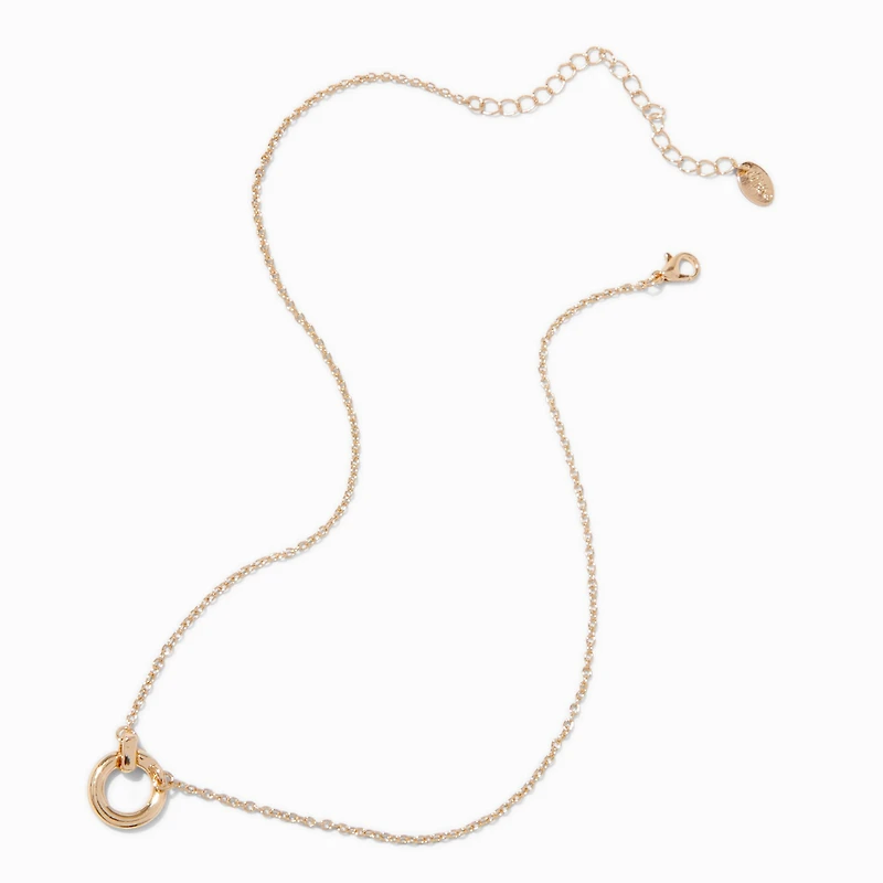 Gold-tone O Ring Pendant Necklace