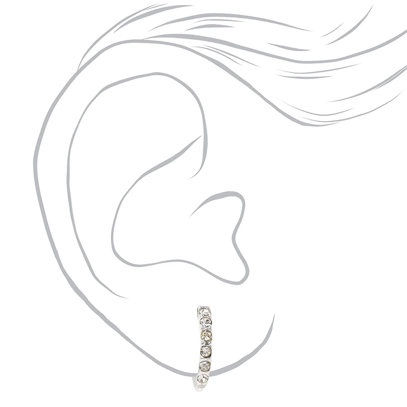 Silver-tone 10mm Crystal Clip-On Earrings