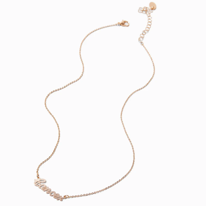 Gold-tone Script Zodiac Pendant Necklace - Cancer 