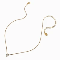 Gold-tone Cubic Zirconia Teardrop Pendant Necklace