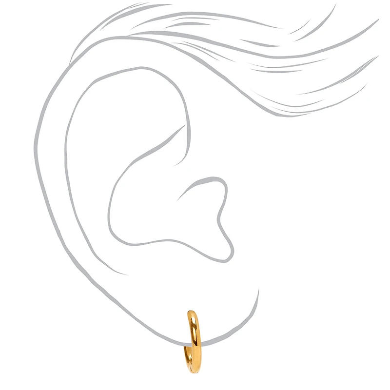 C LUXE by Claire's Gold-tone Titanium 10mm Tube Hoop Earrings