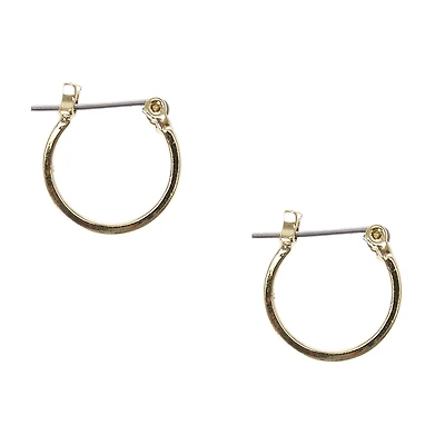 Gold-tone Square Edge 15mm Hoop Earrings