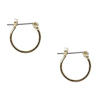 Gold-tone Square Edge 15mm Hoop Earrings