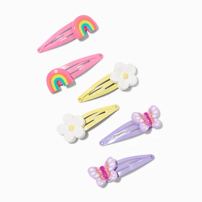 Claire's Club Rainbow, Butterfly, Daisy Snap Hair Clips - 6 Pack