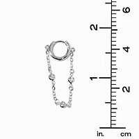 Cubic Zirconia Stacked Silver-tone Dangle Huggie Hoop Earrings