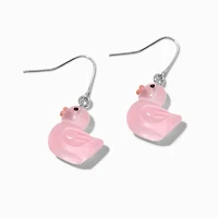 Pink Glow in the Dark Rubber Duck 0.75" Drop Earrings