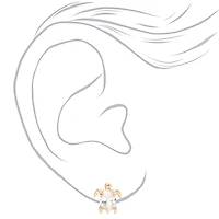 Gold-tone Cubic Zirconia 8mm Turtle Stud Earrings