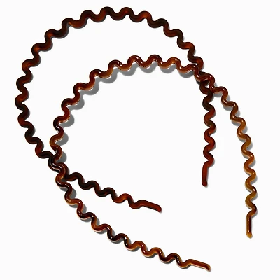Shiny & Matte Tortoiseshell Zig Zag Headbands - 2 Pack