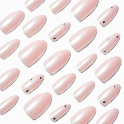 Chrome Gem Stiletto Vegan Faux Nail Set - 24 Pack