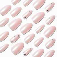 Chrome Gem Stiletto Vegan Faux Nail Set - 24 Pack