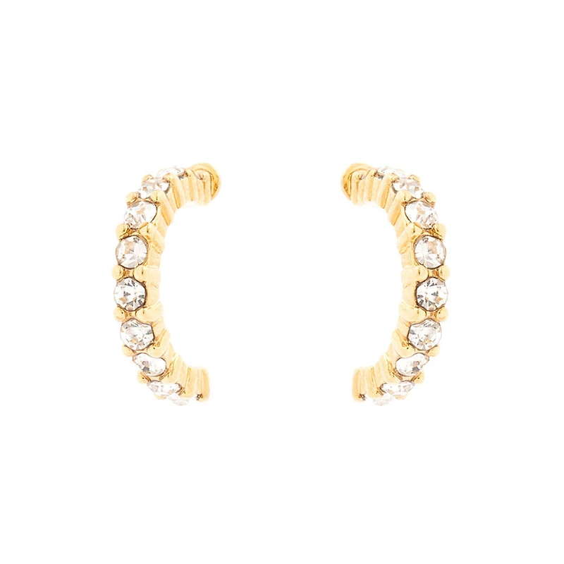 C LUXE by Claire's 18K Yellow Gold Plated Crystal Half Hoop Earrings