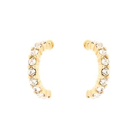 C LUXE by Claire's 18K Yellow Gold Plated Crystal Half Hoop Earrings