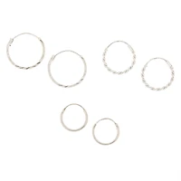 Sterling Silver Graduated Hoop Earrings - 3 Pack
