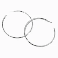 Silver-tone 80mm Tubular Hoop Earrings