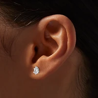 Silver-tone Cubic Zirconia Round & Teardrop Stud Earrings - 3 Pack 