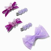 Claire's Club Purple Mixed Bow & Hair Clips - 5 Pack