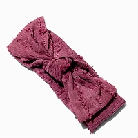 Claire's Club Maroon Nylon Ribbed Bow Headwrap