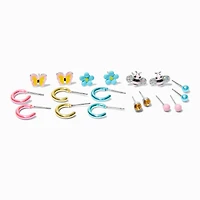 Pastel Spring Mixed Stud & Hoop Earrings - 9 Pack
