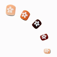 Neutral Flower Square Press On Vegan Faux Nail Set - 24 Pack