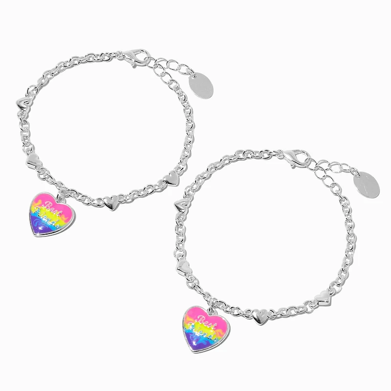 Best Friends Glow in the Dark Rainbow Heart Charm Bracelets - 2 Pack