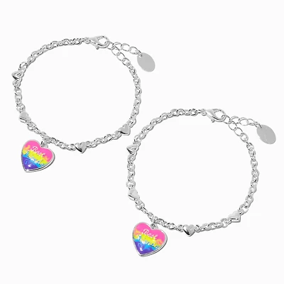 Best Friends Glow in the Dark Rainbow Heart Charm Bracelets - 2 Pack