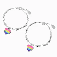 Best Friends Glow in the Dark Rainbow Heart Charm Bracelets - 2 Pack