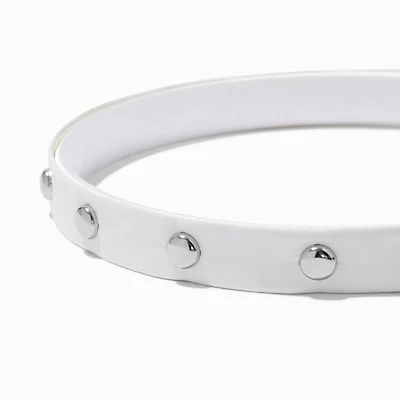 Studded White Faux Leather Headband