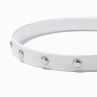 Studded White Faux Leather Headband