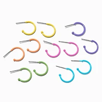 Rainbow Neon Hoop Earrings - 6 Pack