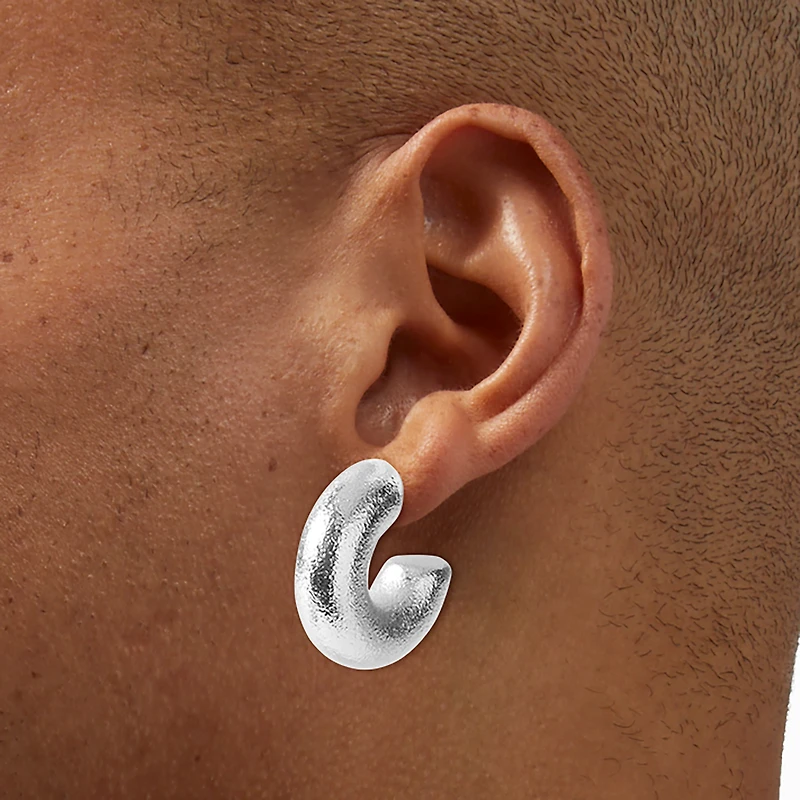 Silver-tone Thick Foil Hoop Earrings