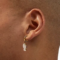 Gold-tone Iridescent Fish Clicker Hoop Earrings
