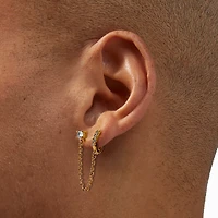 C LUXE by Claire's 18k Gold Plated Cubic Zirconia Pavé Connector Chain Earrings