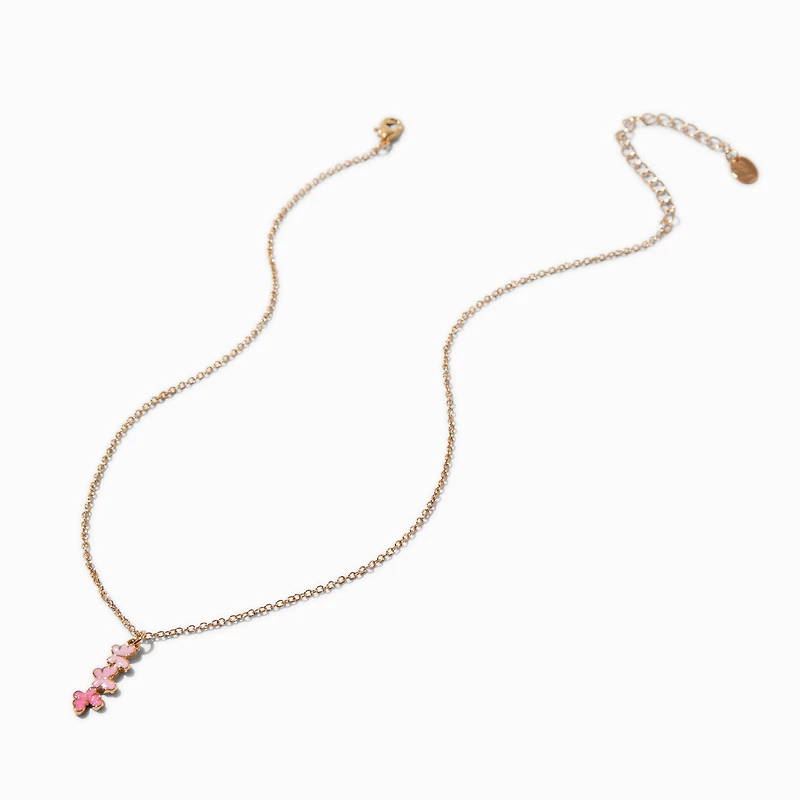 Pink Ombré  Butterfly Pendant Necklace
