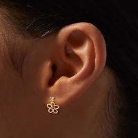 C LUXE by Claire's Gold-tone Sterling Silver Cubic Zirconia Pink Flower Drop Earrings